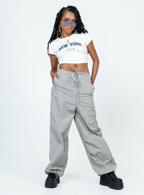 front view of model wearing Princess Polly New York Baby Tee White Short Sleeves Crew Neck 