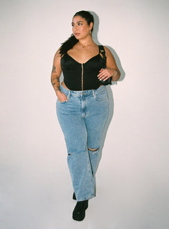 product Princess Polly Sleeveless High Neck  Palisade Corset Top Black Curve