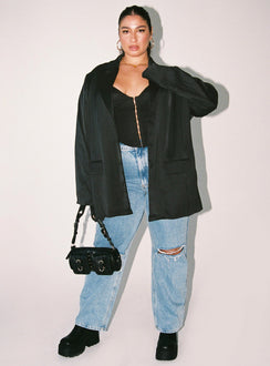 Blazer Satin material Lapel collar Button fastening at front Twin front pockets Slit at back Non-stretch Fully lined