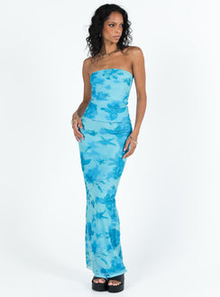 product Princess Polly Sleeveless Square Neck  Hillcrest Floral Strapless Top Blue