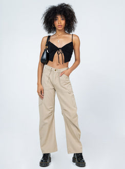 front view of model wearing Princess Polly Mayson Top Black 