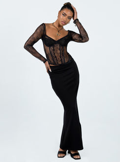 product Princess Polly Full Sleeves Square Neck  Some Like It Hot Long Sleeve Lace Corset Black