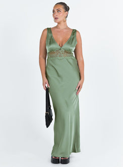 product Princess Polly Asymmetric Neckline  Madon Maxi Dress Sage