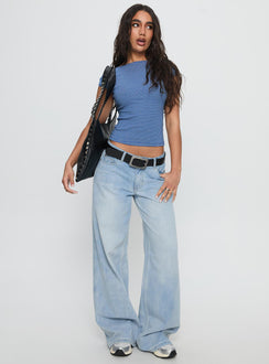 Nyren Low Back Boatneck Top Blue Stripe
