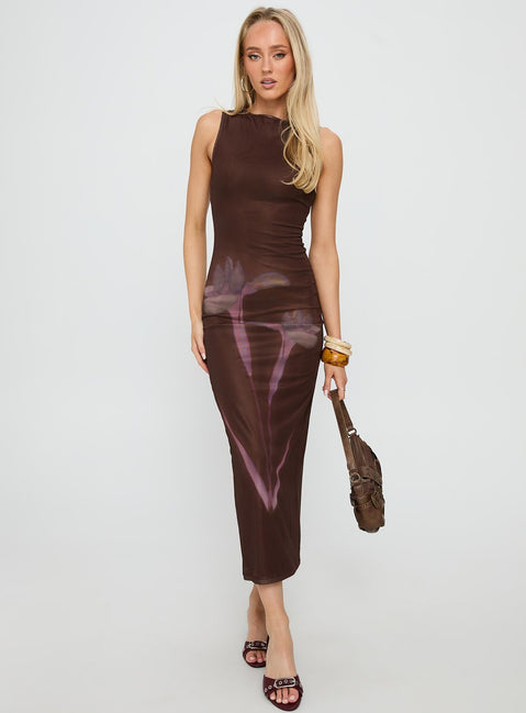 Fayola Maxi Dress Floral Brown