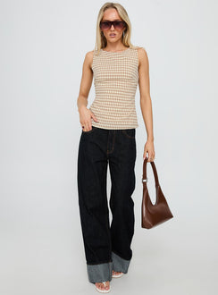 Michaud Top Brown Gingham