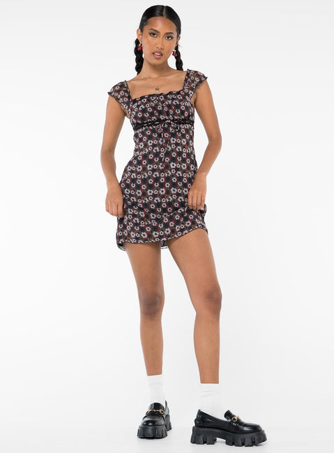 product Princess Polly Crew Neck  Aylin Floral Mini Dress Red Multi