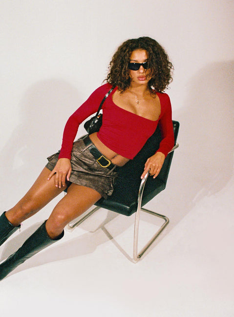 product Domenic Faux Leather Mini Skirt Washed Black Princess Polly  Mini Skirts 