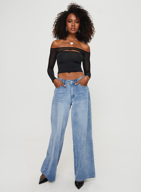 product Princess Polly Sleeveless High Neck  Kampton Off The Shoulder Top Black