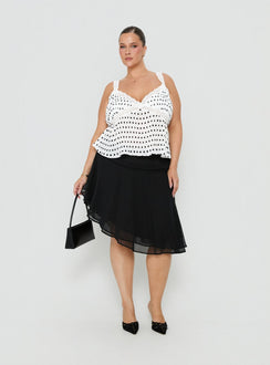Evanescence Asymmetrical Midi Skirt Black Curve