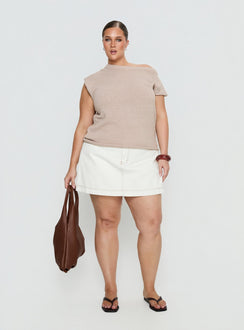 Katlynne Denim Mini Skort White Curve