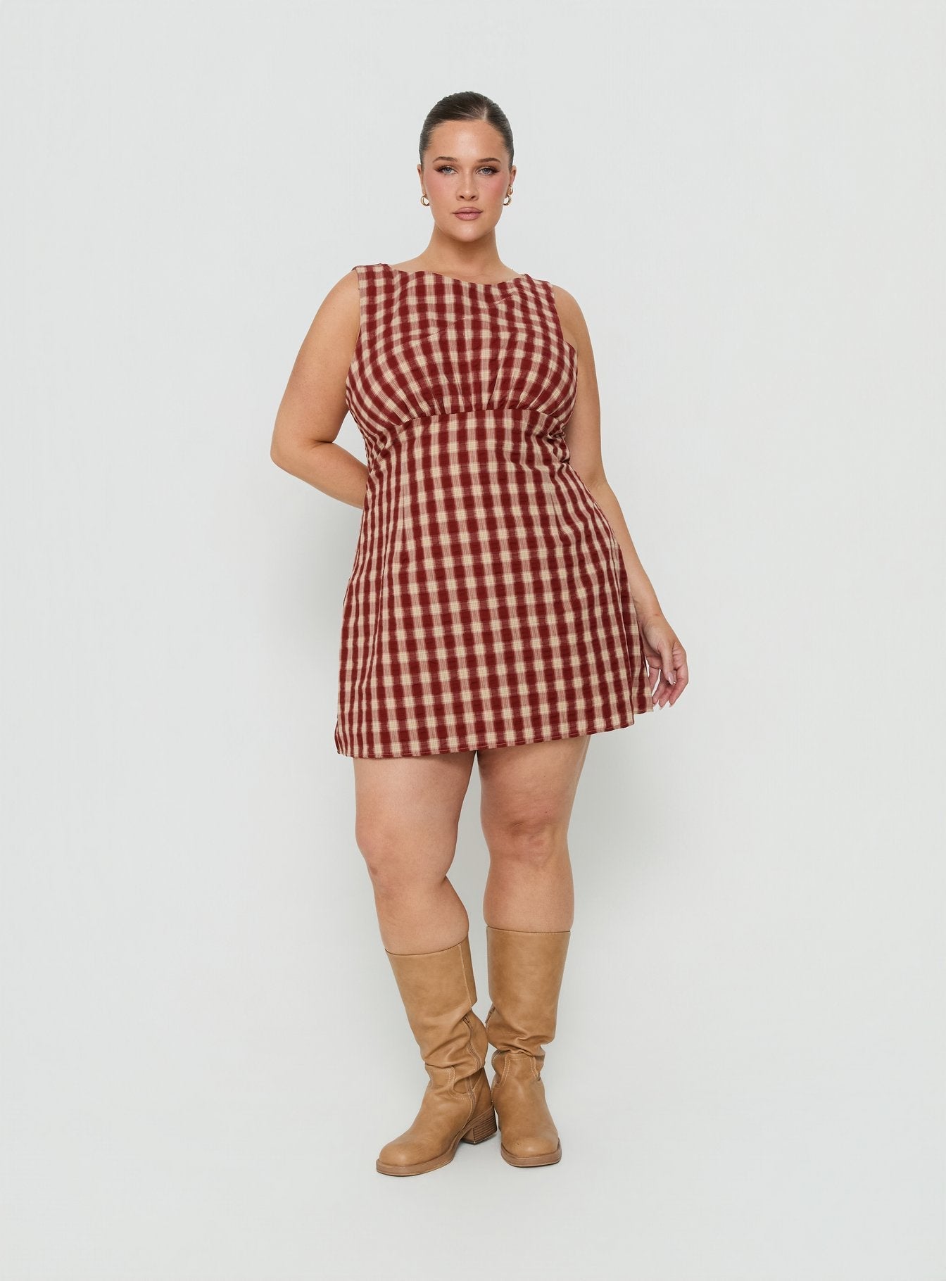 Sweet Somethings Mini Dress Red Check Curve