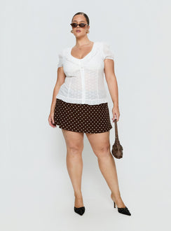 Tejano Mini Skirt Brown Polka Dot Curve