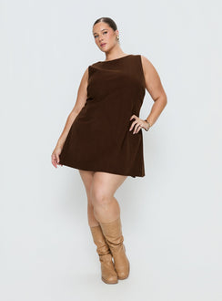 Alfalfa Corduroy Mini Dress Chocolate Curve