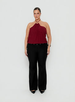 Hedlea Draped Ring Detail Top Wine Curve
