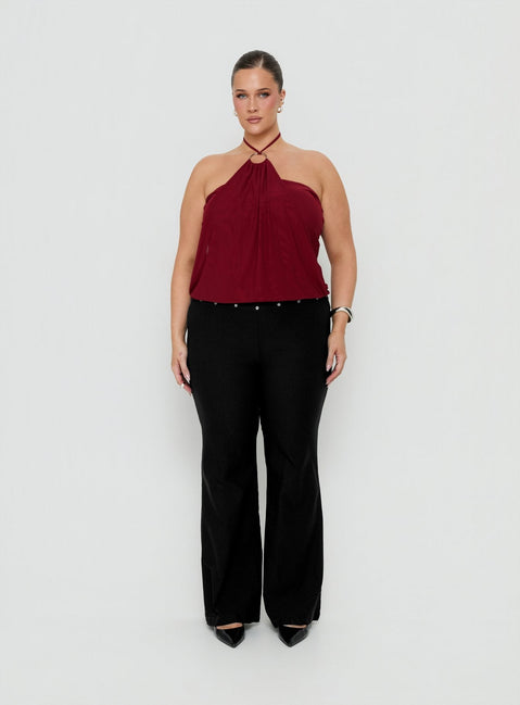 Hedlea Draped Ring Detail Top Wine Curve
