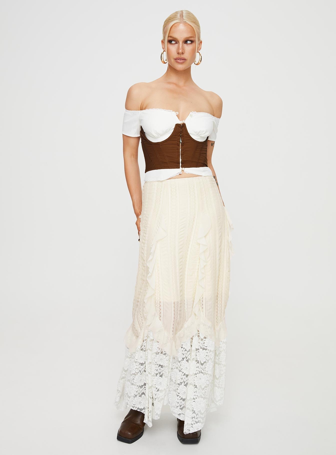 product Princess Polly Short Sleeves Sweetheart  Saturday Sinner Corset Brown