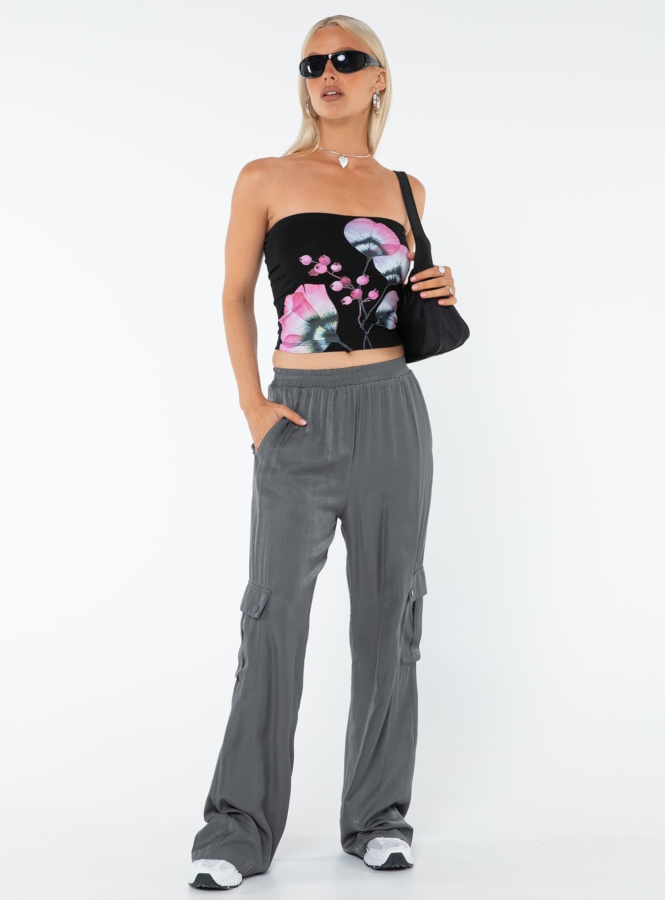 product Princess Polly High Waisted Pants  Lista Elastic Pocket Pants Steel