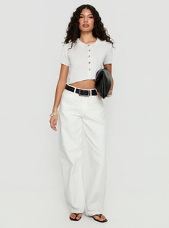 Erena High Rise Barrel Leg Jeans White
