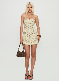 Delamere Mini Dress Yellow / Brown Polka
