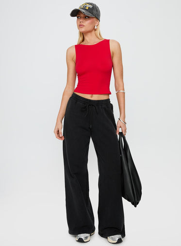 Bleeker High Neck Top Red