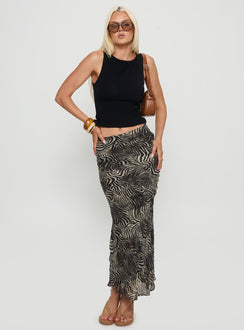   front view of model wearing Princess Polly Kathrynne Maxi Skirt Animal Maxi Skirts Skirts 