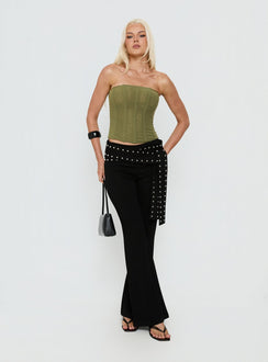 Oscuro Longline Mesh Corset Top Khaki