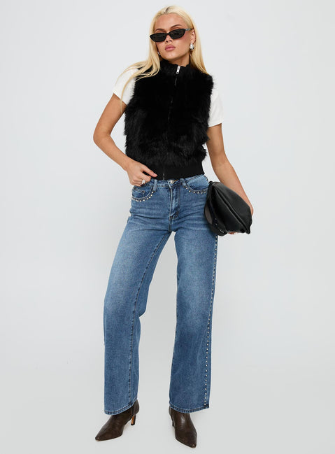 More Clarity Faux Fur Vest Black