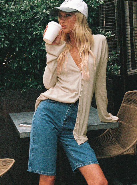 Seville Denim Shorts Mid Wash Princess Polly high-rise 