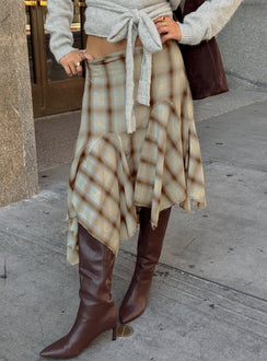 Toshie Asymmetrical Midi Skirt Multi Check