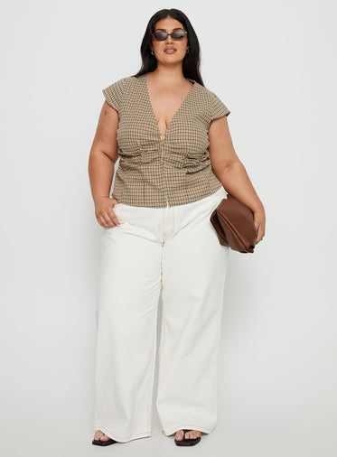 Indulgence Corset Top Beige Check Curve