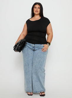 Emelyne Cinched Waist Top Black Curve