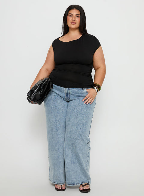Emelyne Cinched Waist Top Black Curve