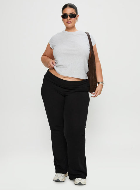 front view of model wearing Princess Polly Movement Yoga Pant Black Curve High Waisted Pants 