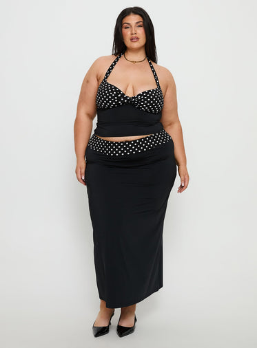 Norelle Halter Set Black Polka Curve