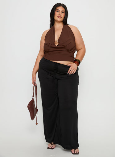 Treat You Better Plunge Hardware Detail Top Chocolate Curve