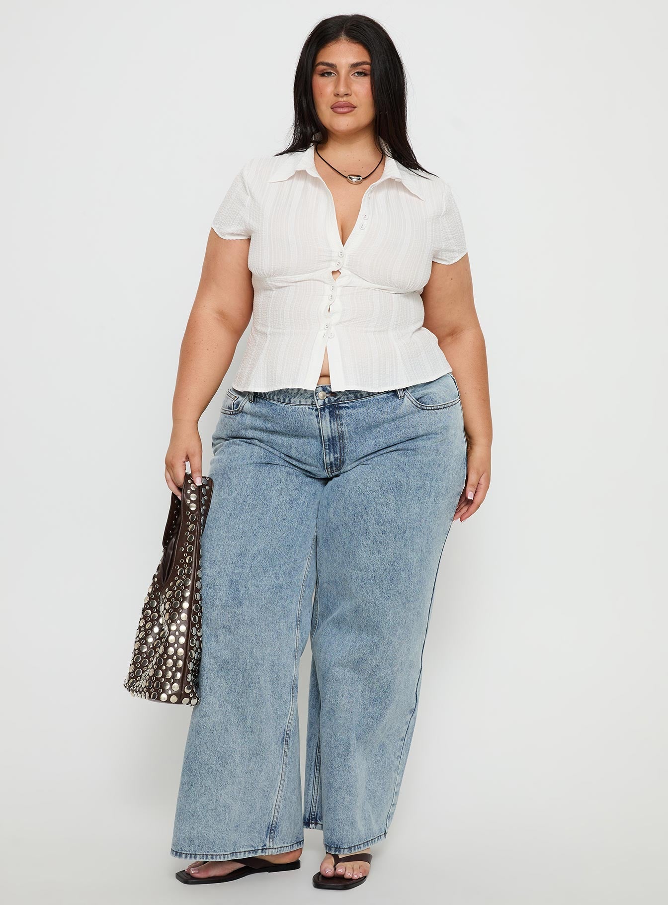 Ellanor Low Rise Straight Leg Light Blue Curve