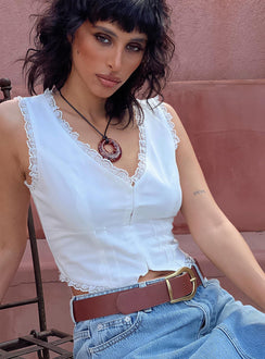 product Princess Polly Sleeveless V-Neck  Silvanna Top White