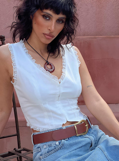 product Princess Polly Sleeveless V-Neck  Silvanna Top White