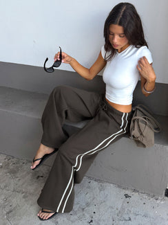 Kennah Wide Leg Sweat Pants Iron Grey womens regular pants with mid-rise waist Princess Polly