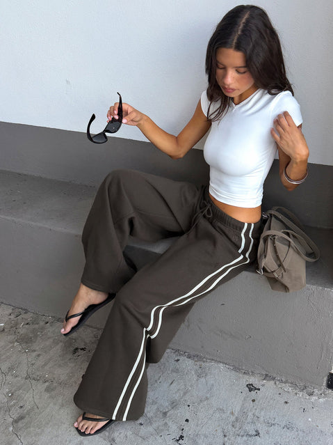 Kennah Wide Leg Sweat Pants Iron Grey womens regular pants with mid-rise waist Princess Polly