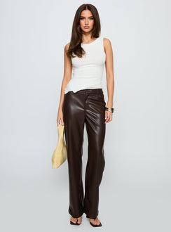 Sixth Sense Faux Leather Pants Brown