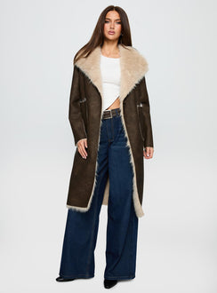Kairos Shearling Detail Coat Brown