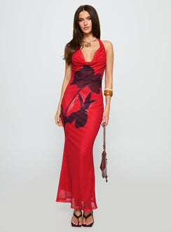 front view of model wearing Princess Polly Bittersuite Cowl Maxi Dress Multi Cowl Neck 