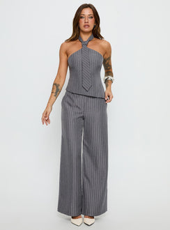 Uvelia Tailored Pants Grey Pinstripe