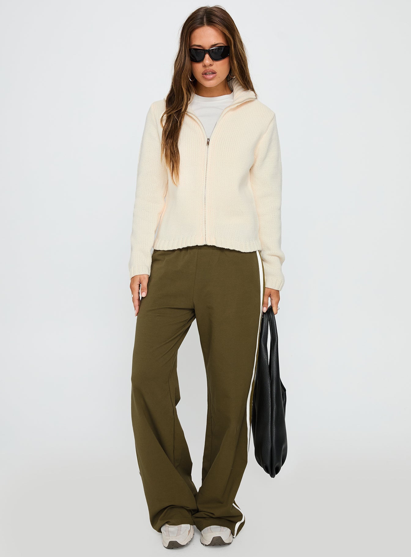 Epitome Zip Through Knit Sweater White