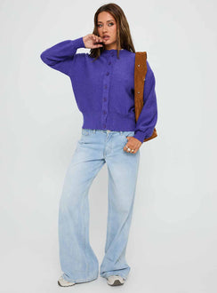 Get Going Knit Cardigan Purple
