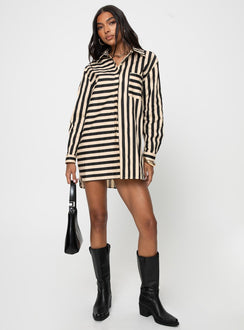 product Princess Polly High Neck  Hancer Shirt Dress Black / Cream