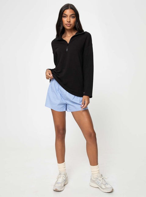 Quarter zip sweater Drop shoulder, zip fastening at front