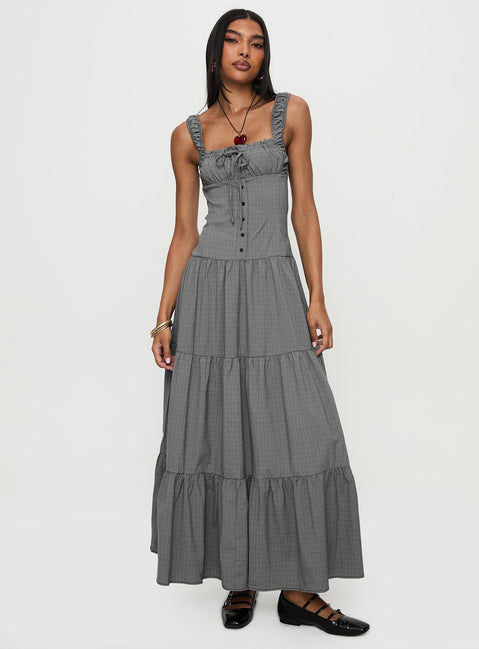 Ballerina Maxi Dress Onyx Gingham